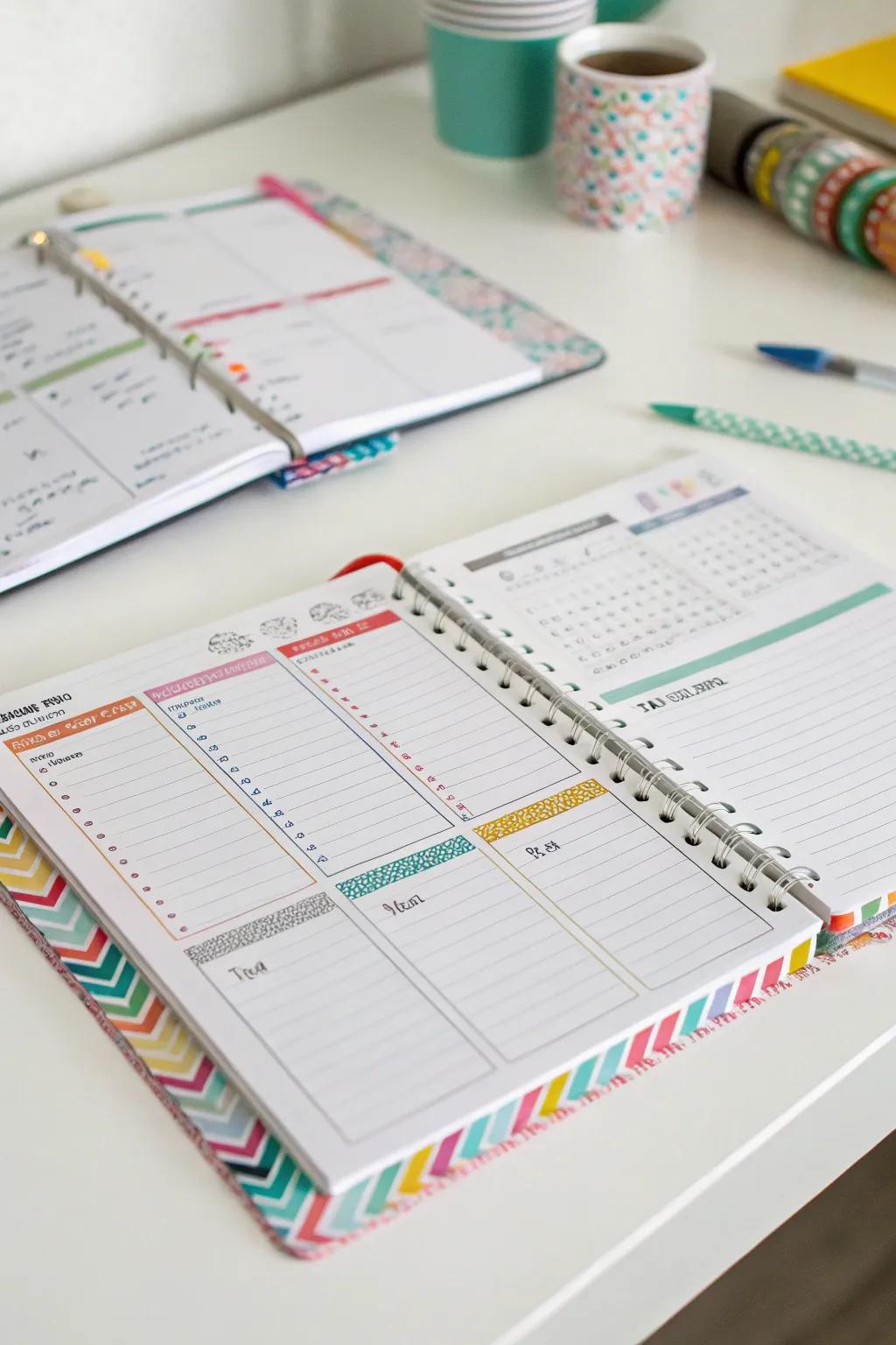 Paper band borders introduce a colorful detail to organizer pages.