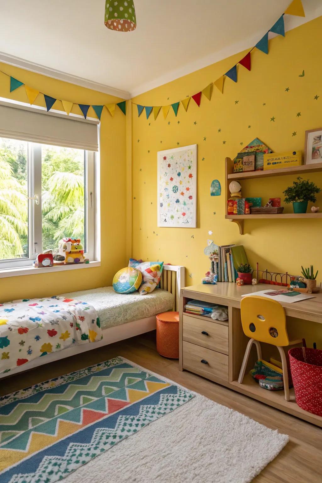 Brighten the zone with sunny amber.