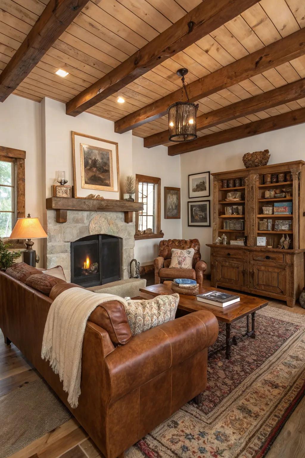 Rustic elements enhance the warmth and charm of brown design.