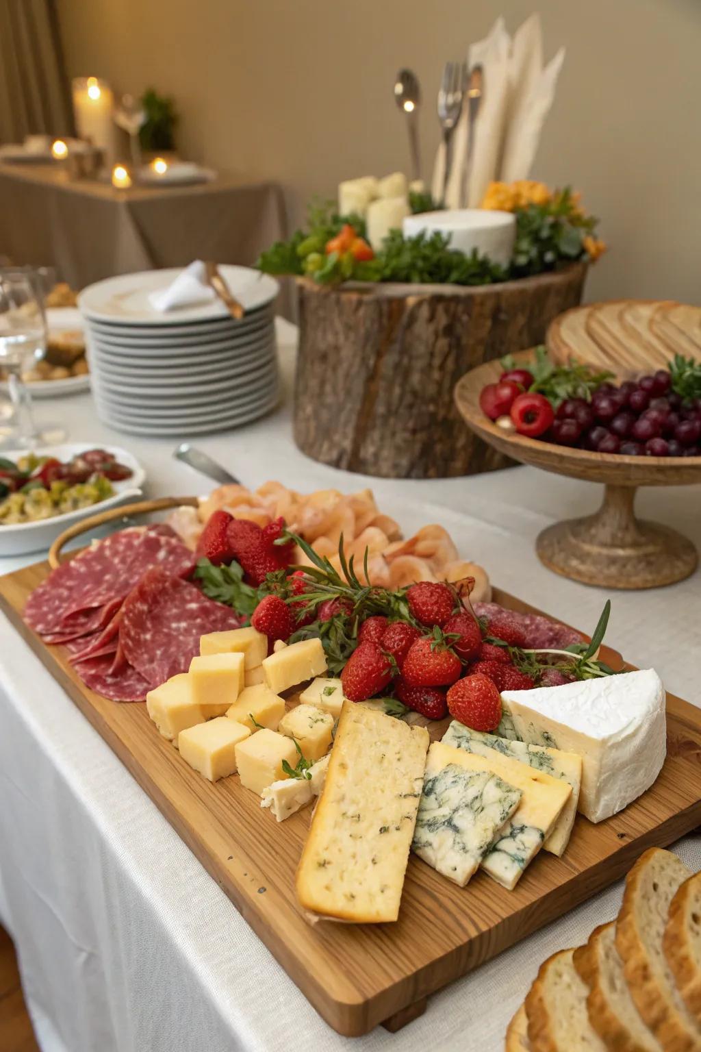 A cheese and meat selection enriches your buffet with sophistication.