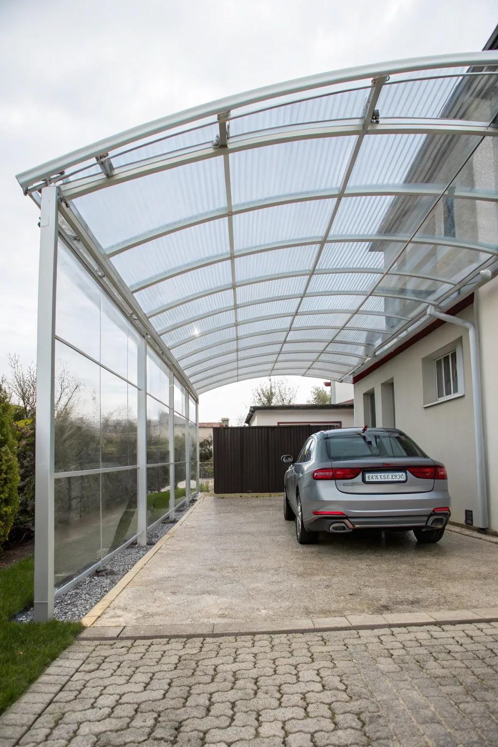 A carport with a weightless style impression, offering modern and magical appeal.
