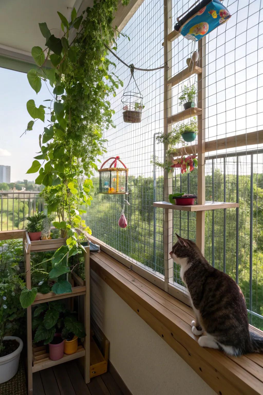 An avian observation post supplies infinite entertainment for your cats.