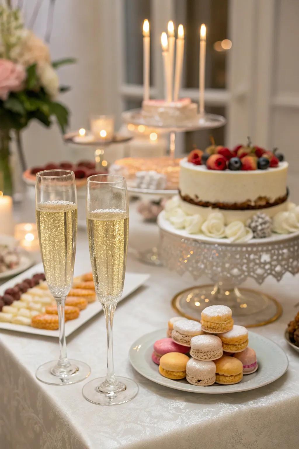 Champagne and desserts for a delightful toast finale.
