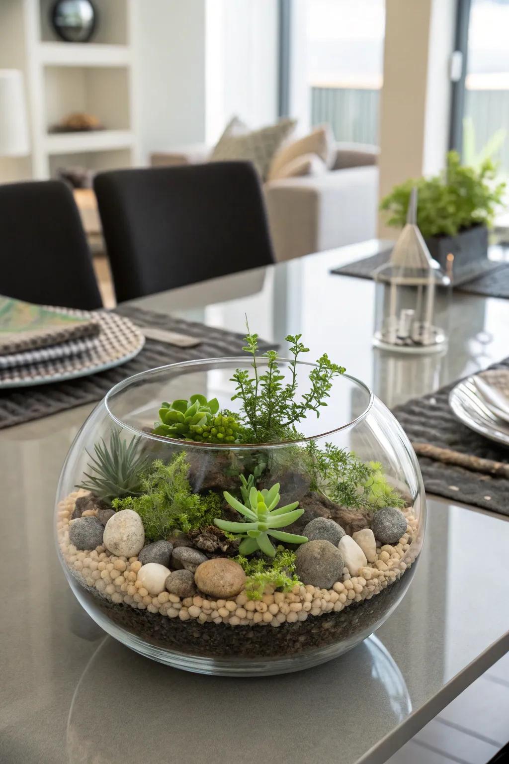 Terrariums append a sophisticated plus earth-conscious aspect.