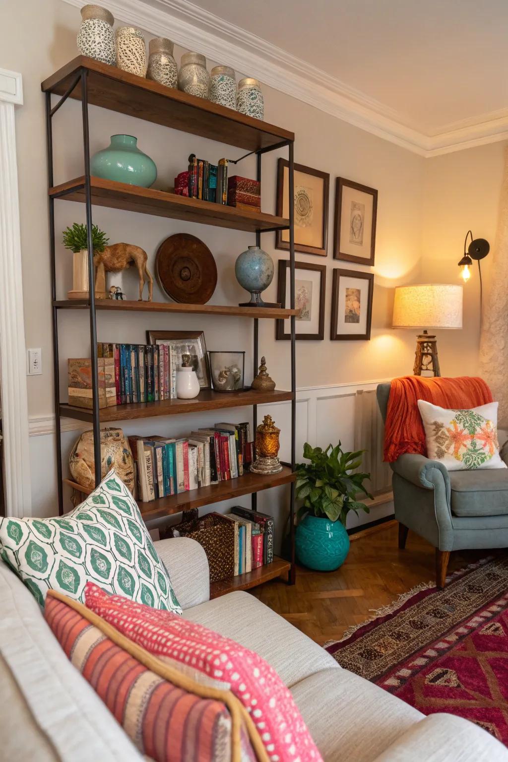 Experiment utilizing a mixed display of decor for a lively area.