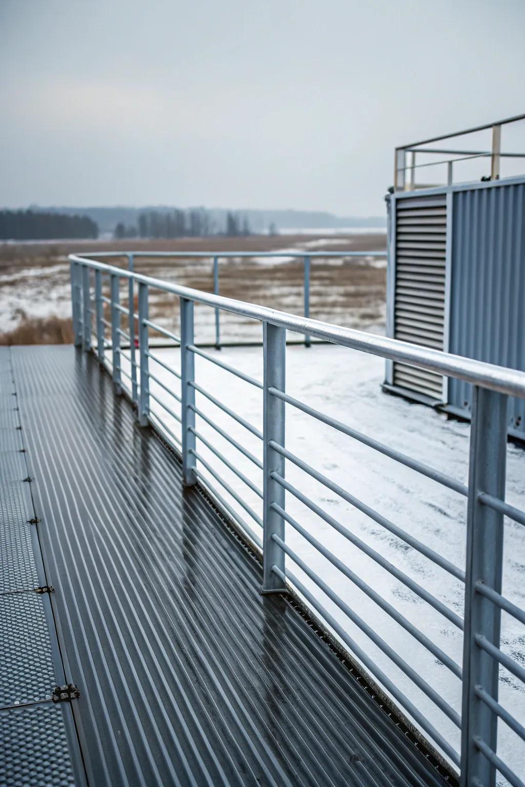 Wavy metal borders append an industrial touch.