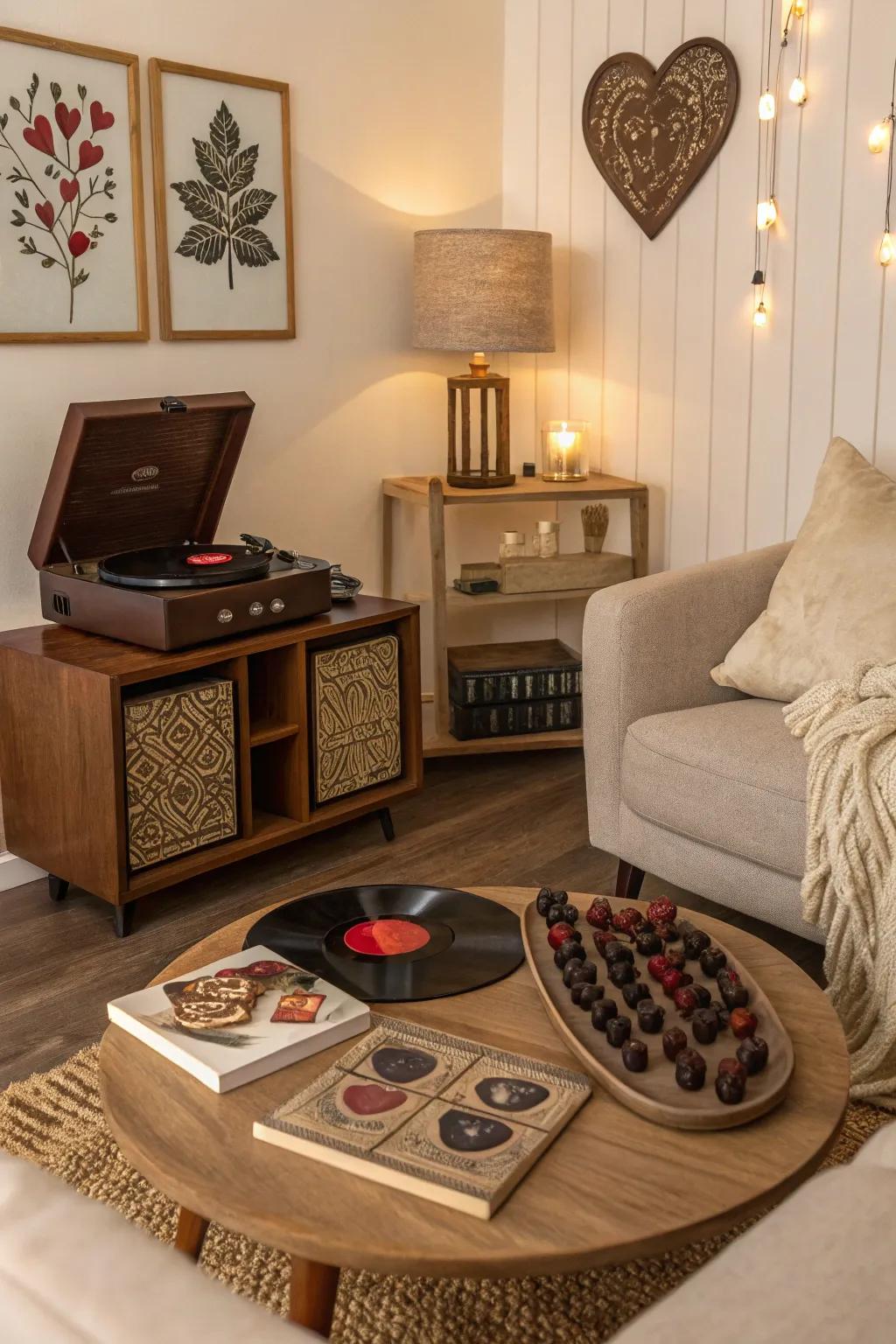 A warm setting enhanced by a chocolate-themed music list.