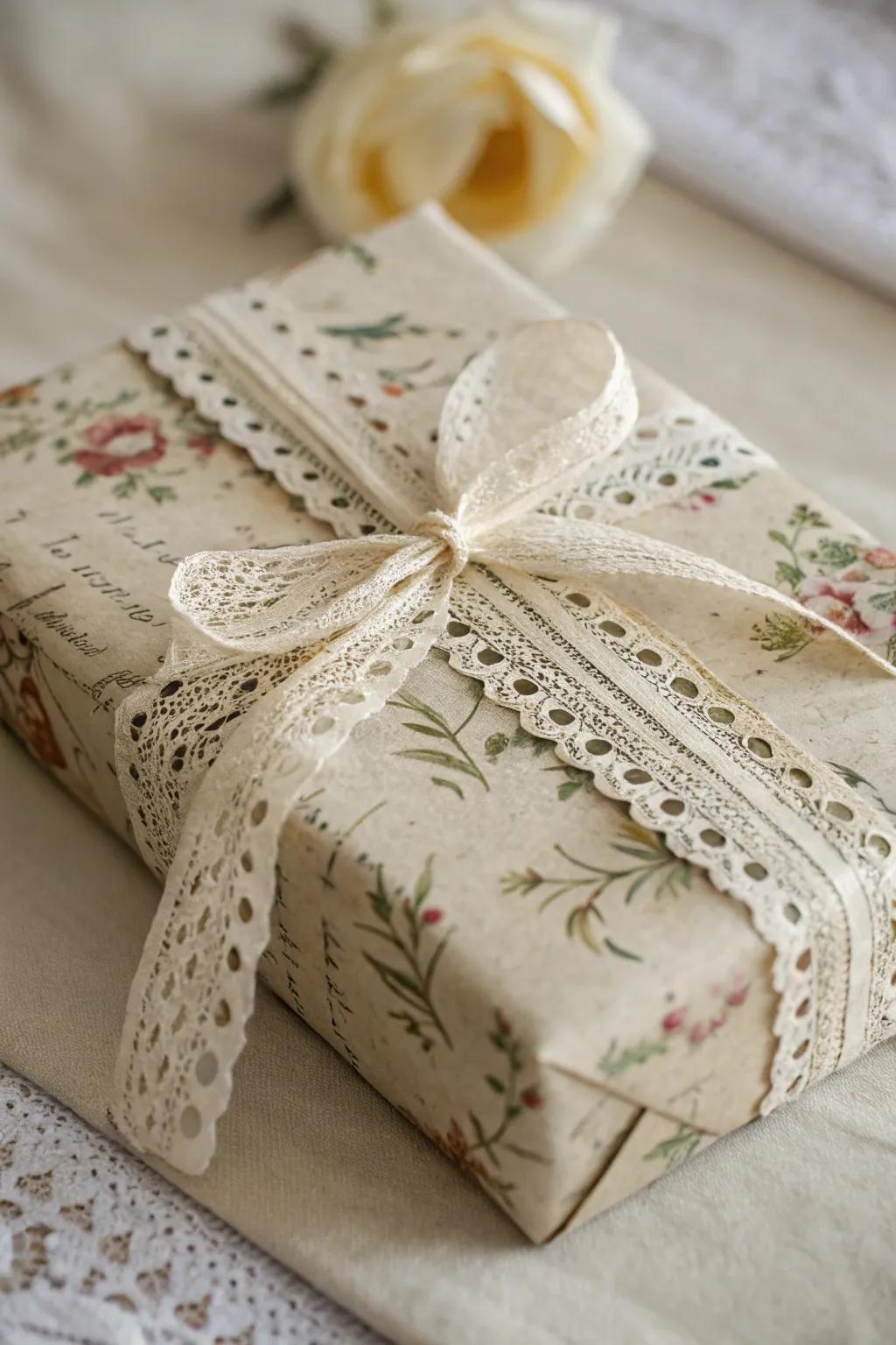 Nostalgic and romantic heritage-inspired gift presentation.