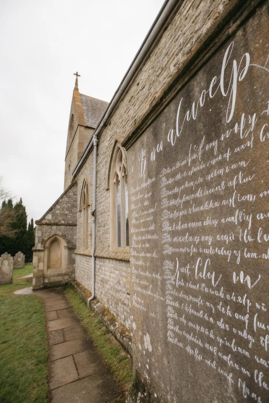Church wall featuring inspirational passages.