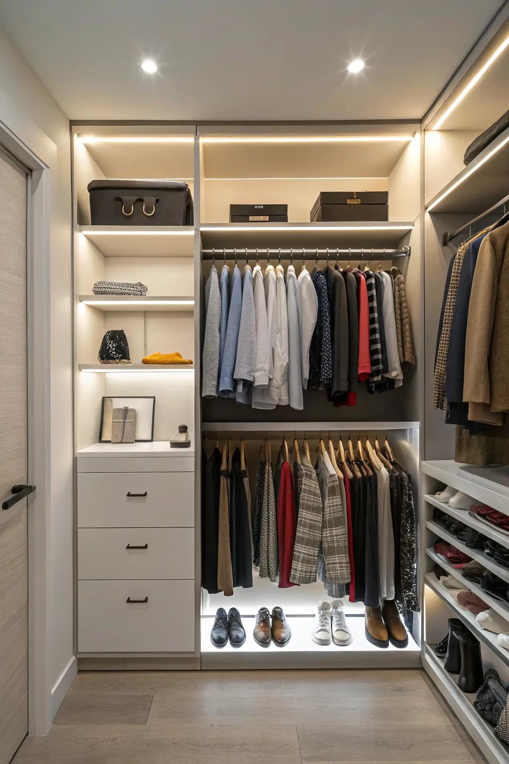 Modern convenience is introduced to your closet with smart lighting.