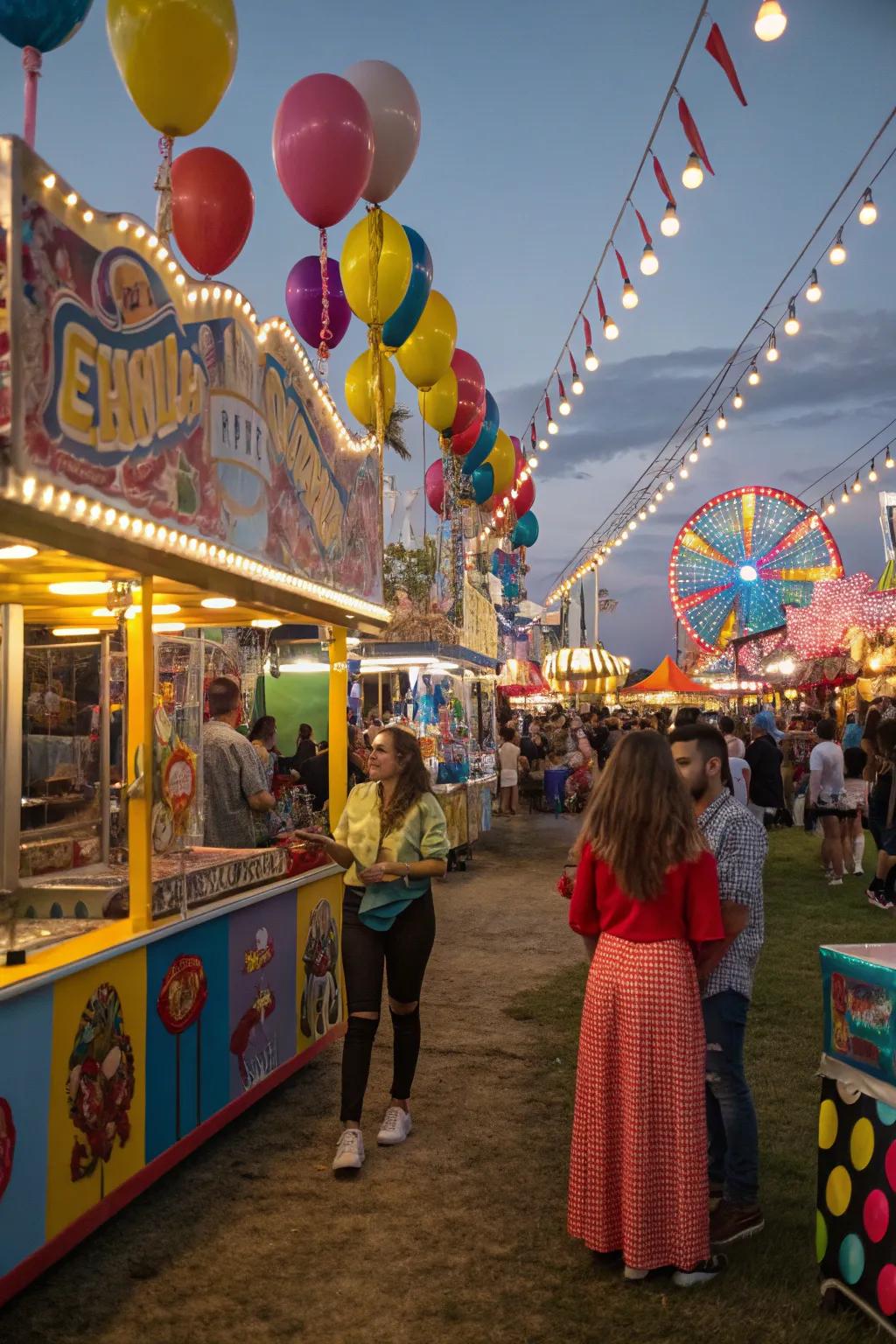 An exhilarating carnival arrangement featuring continuous amusement for everyone.