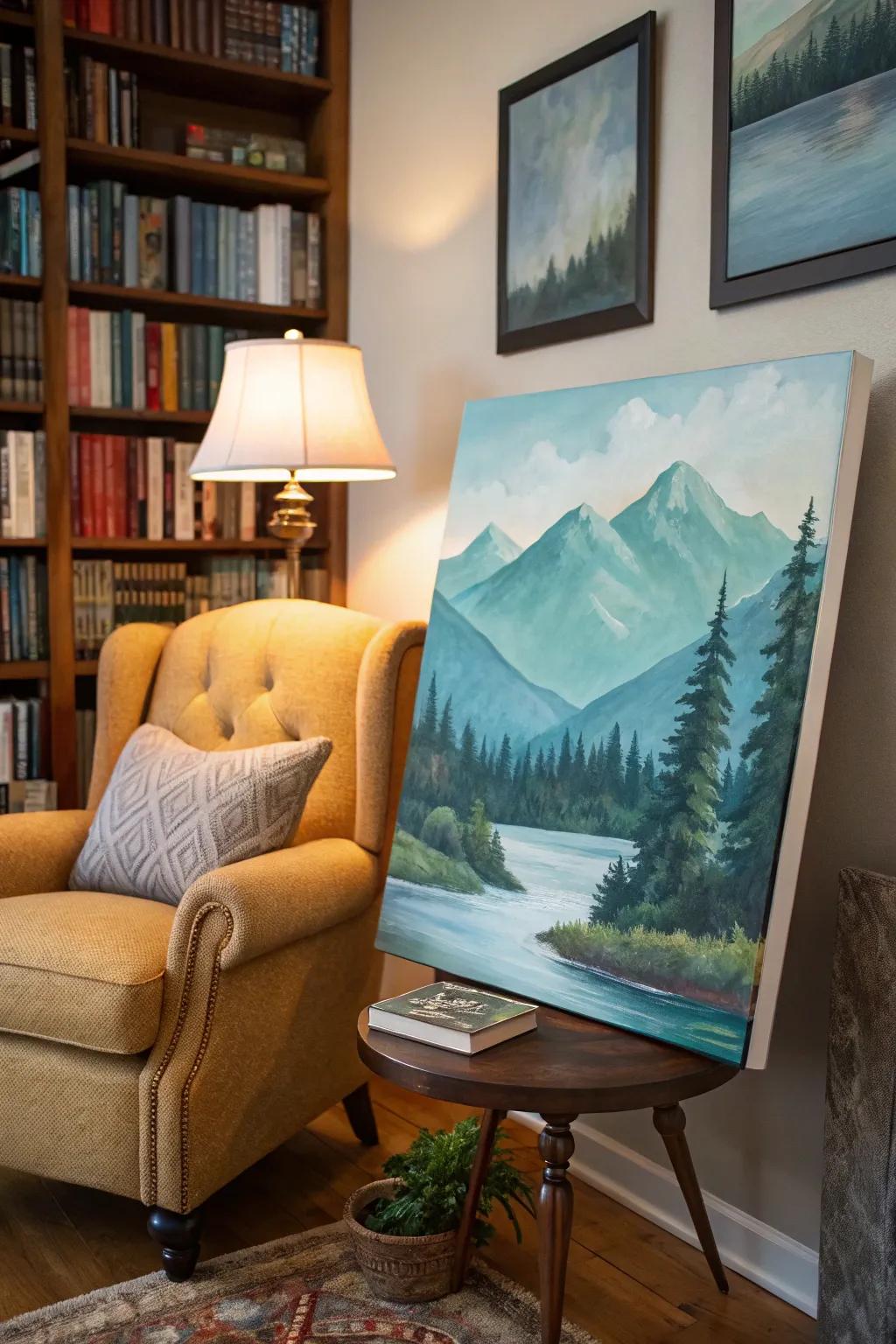 Mountain landscapes append a sensation of peace and calmness to any quarter.