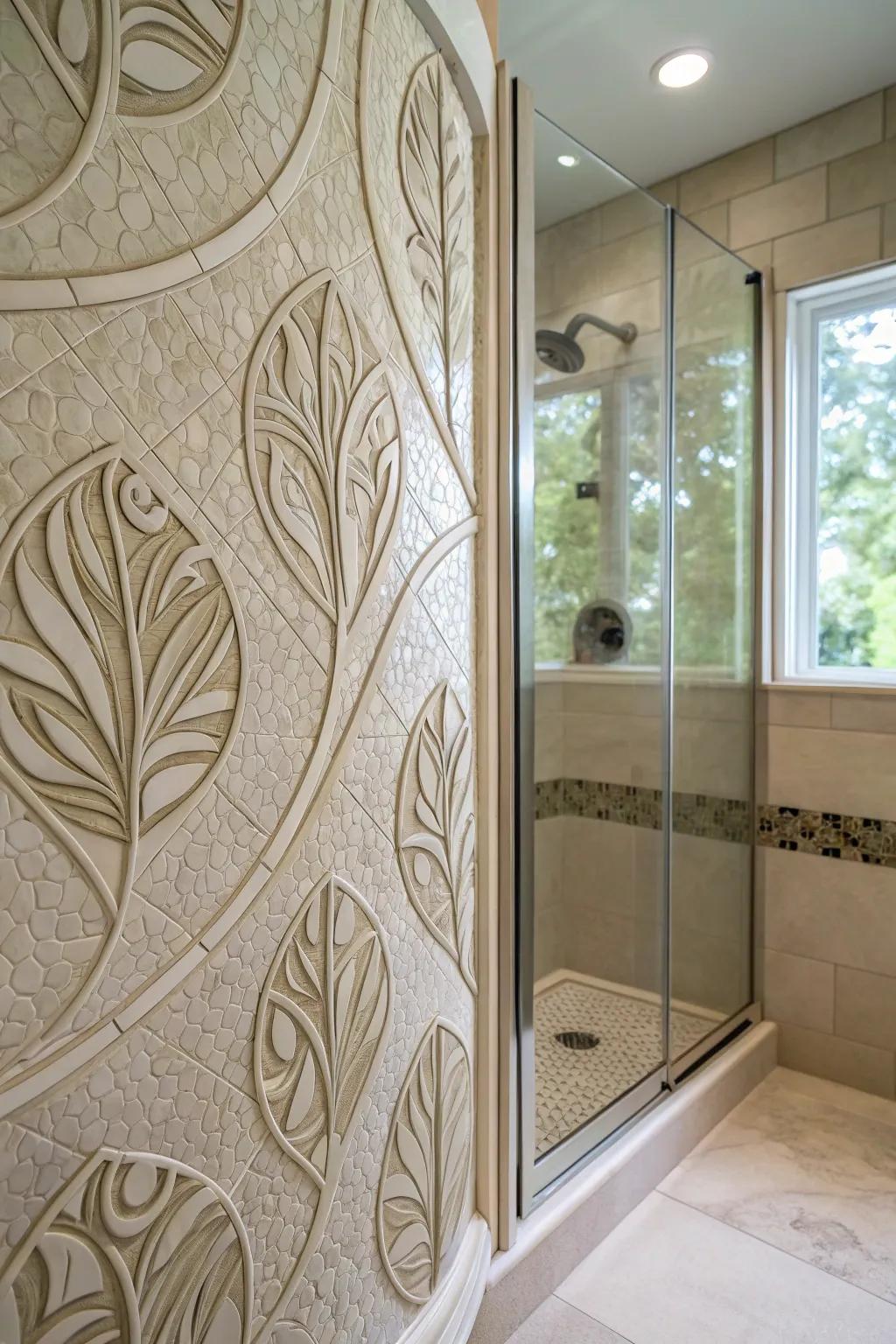 Curvilinear squares fashion an organic and singular shower blueprint.