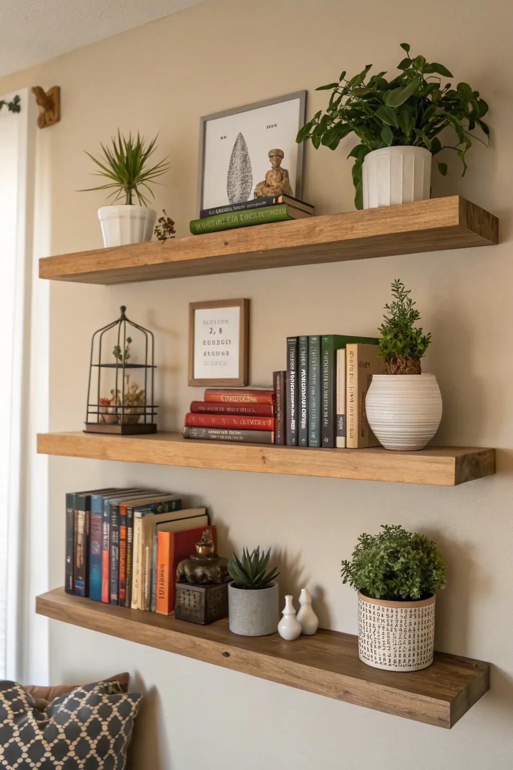 Floating displays introduce both functionality and style into your room.