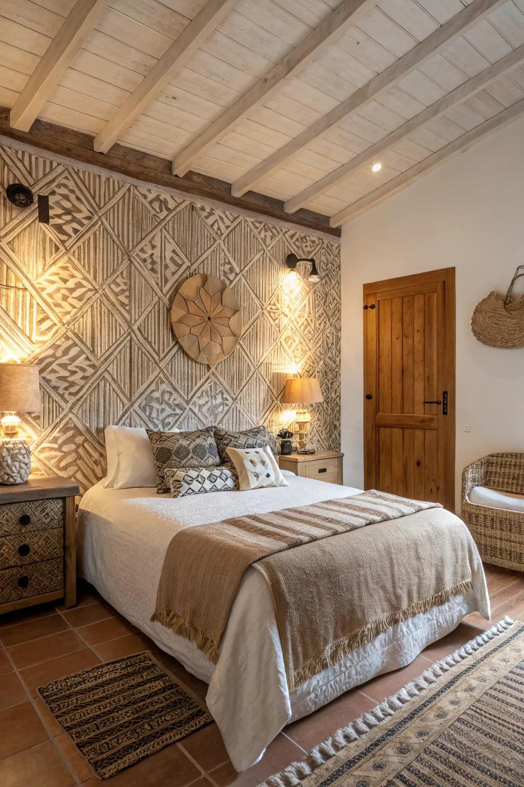 An embellished surface adds dimension and focus.