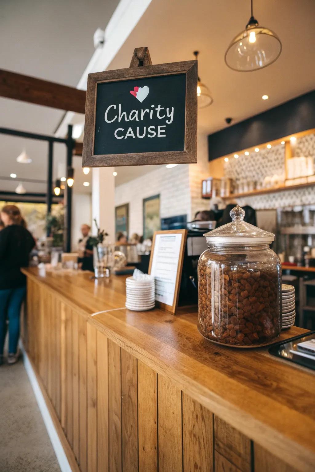 A charitable tip vessel stimulating generosity