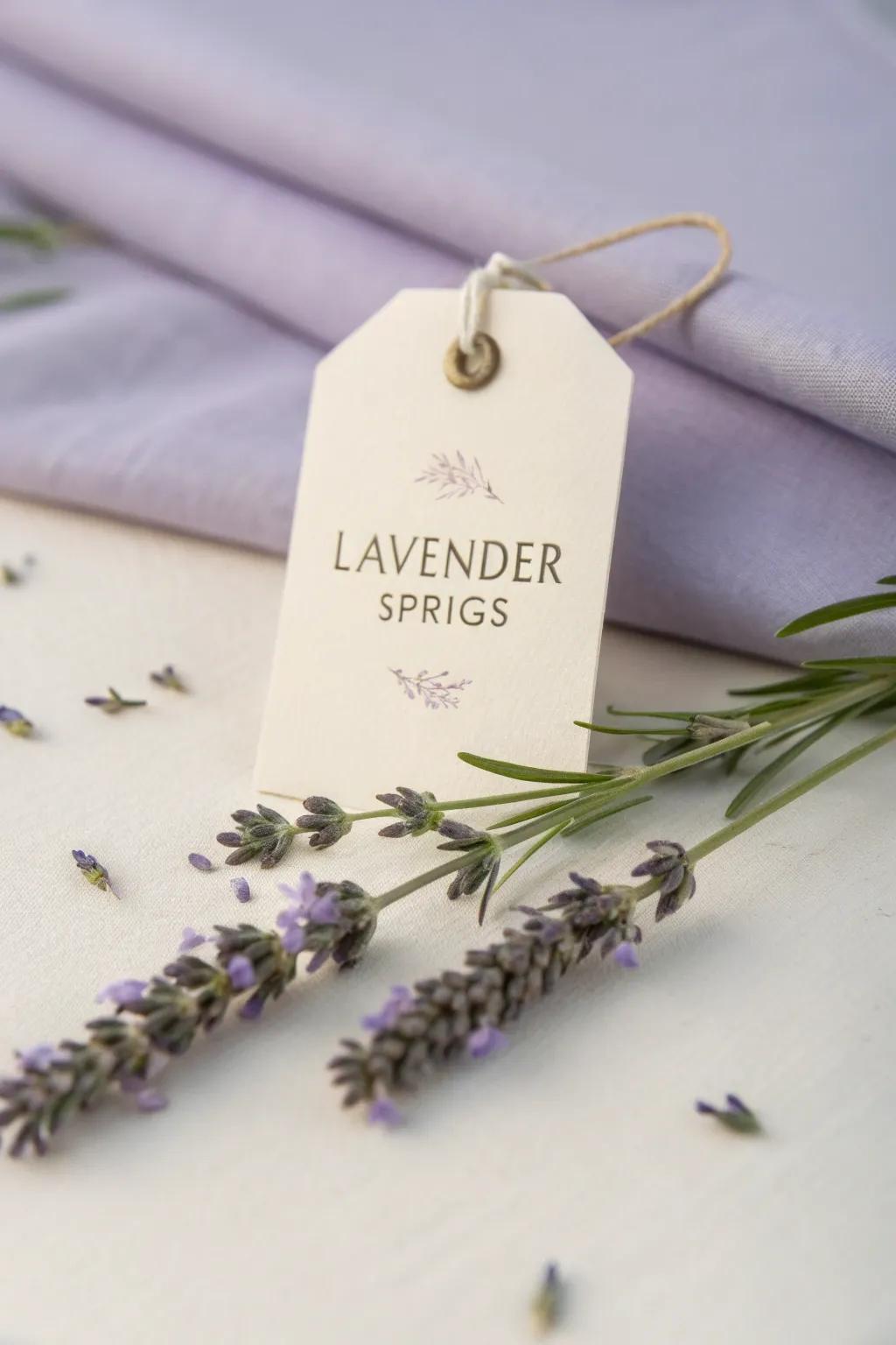 A scented tag infused with lavender for a relaxing sensory experience.