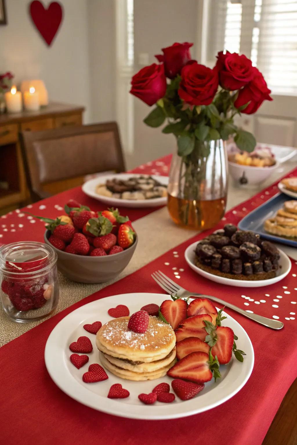 A jubilant Valentine's midday meal configuration through delectable themed dishes.