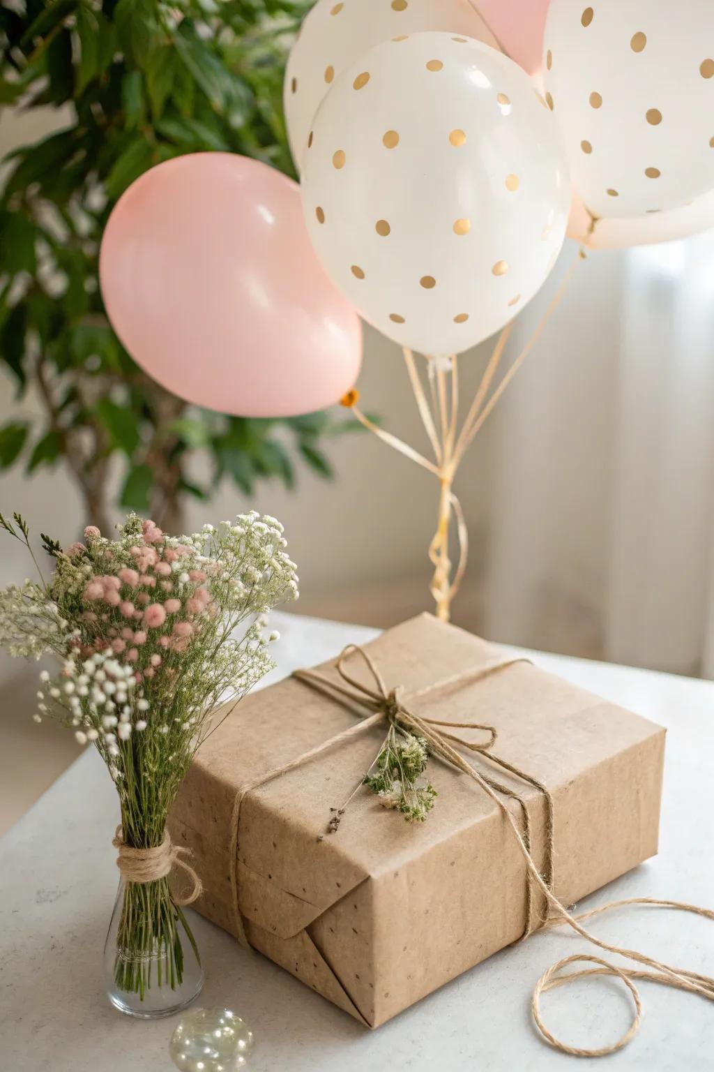 Elevate your gift-giving via a whimsical inflated arrangement, imparting a playful, minimalist nuance!