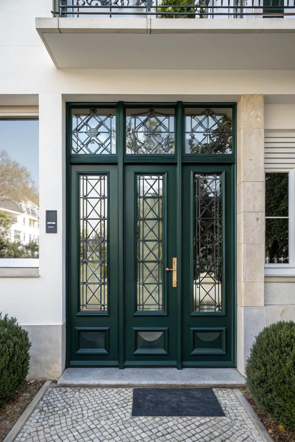 Geometric designs impart a modern and contemporary edge to the entry.