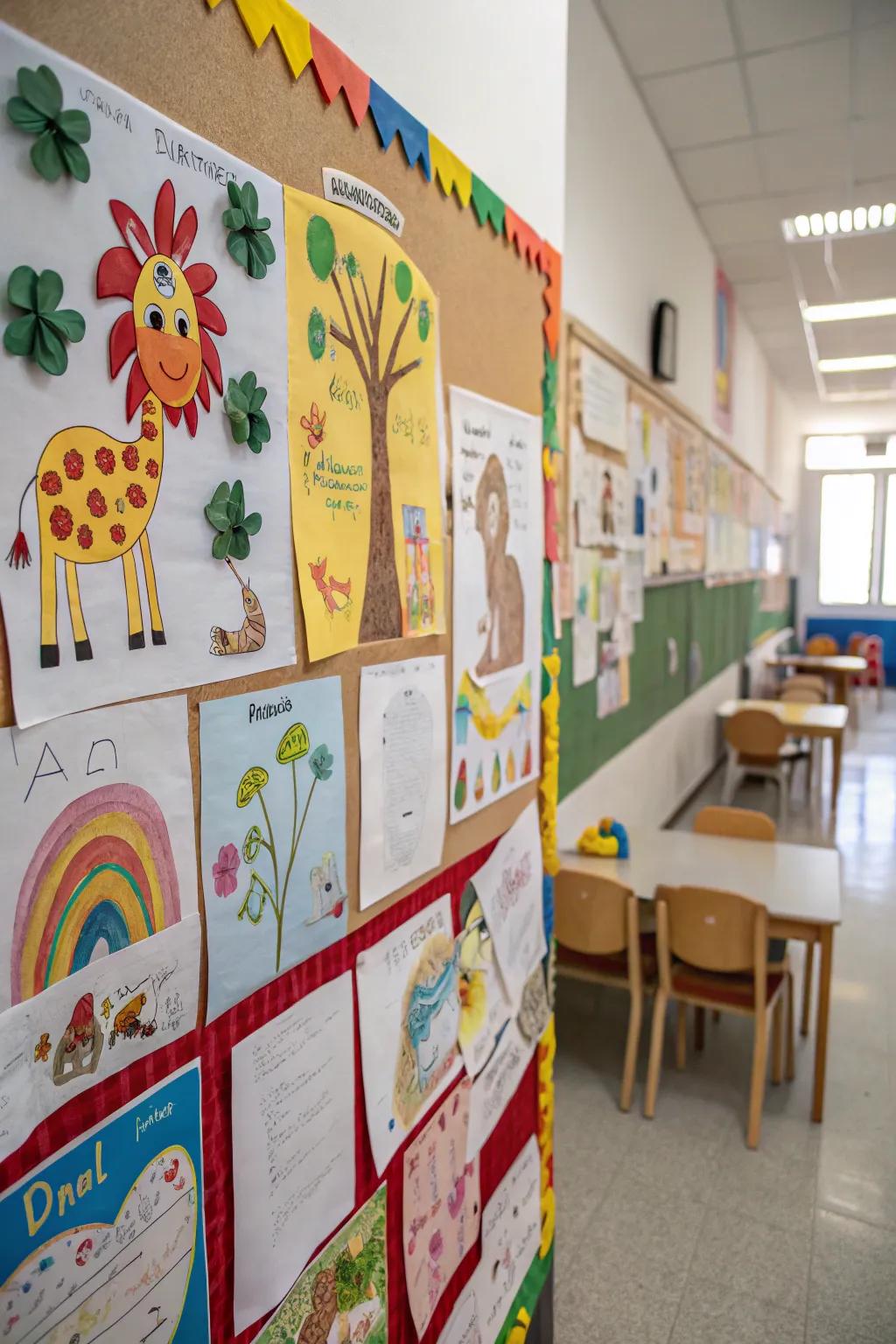 Artisan Entities bulletin board showcasing children's artwork.