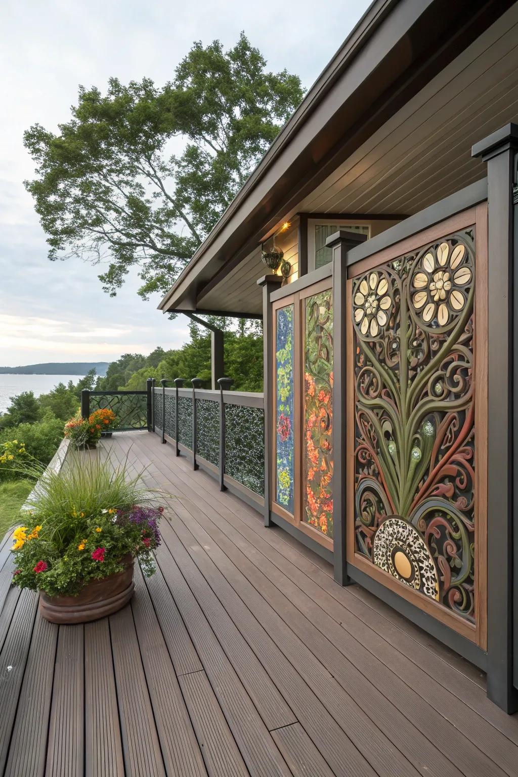 Artistic panels as fascia turn your deck into a personal masterpiece.