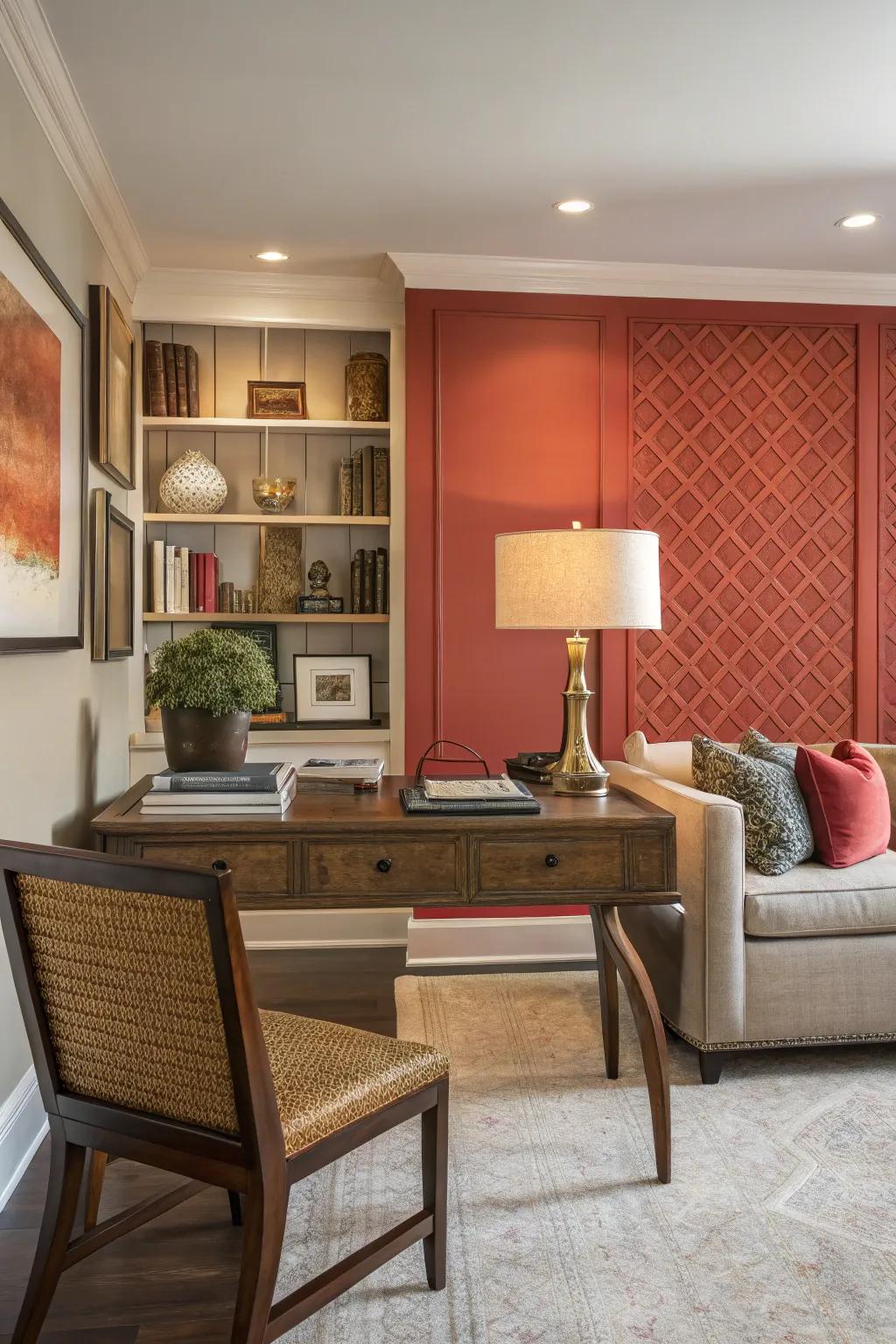 A feature wall adds character and definition to your workspace.