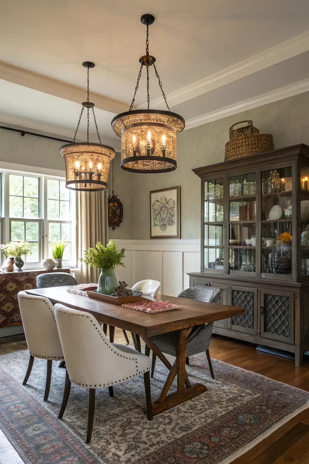 Blending styles creates a unique and personal touch in this dining room.