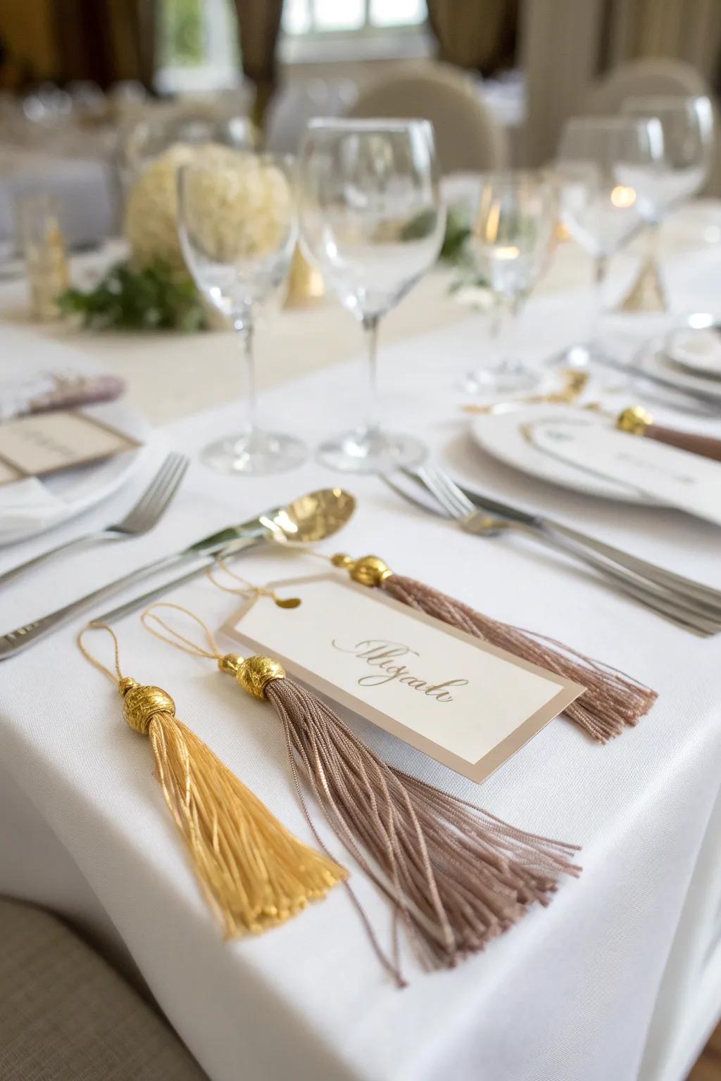 Tassel place cards add a luxurious detail to your dinner party.
