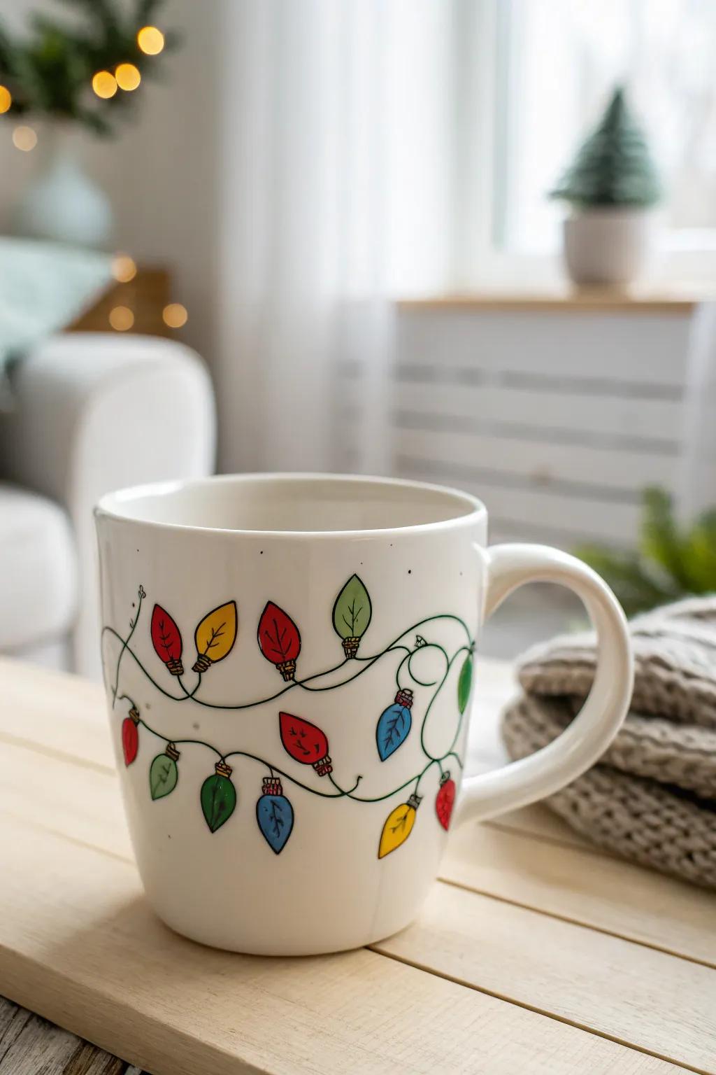 Illuminate your holiday mornings via this captivating DIY Celebration lanterns mug!