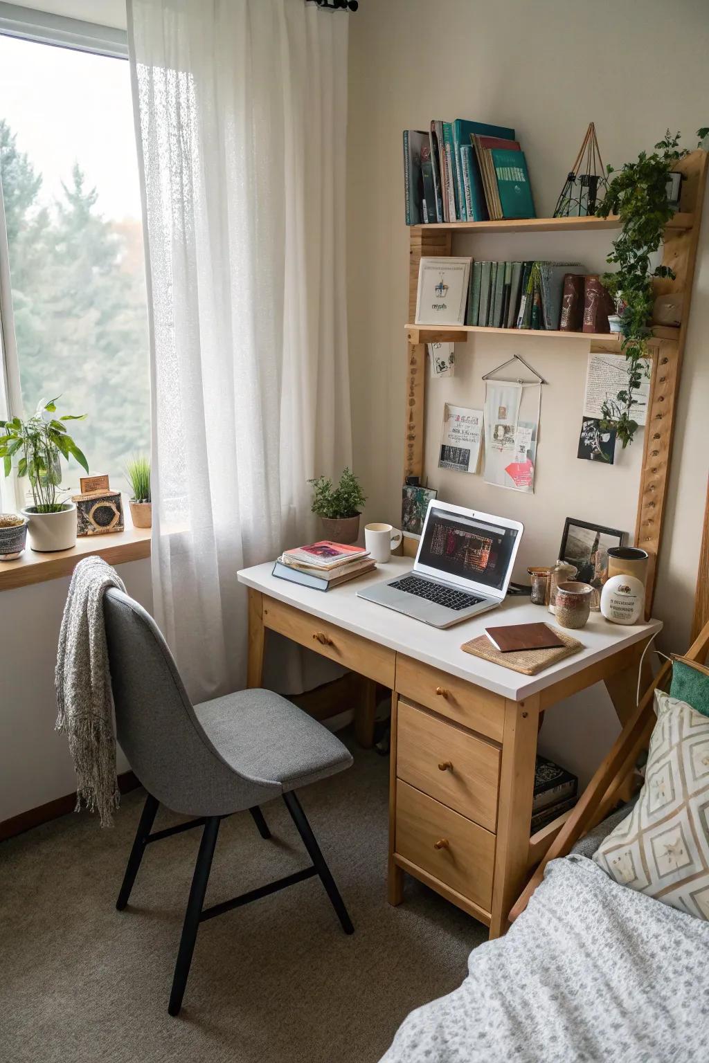 A functional workspace in a university residence, supporting academic and leisure activities.