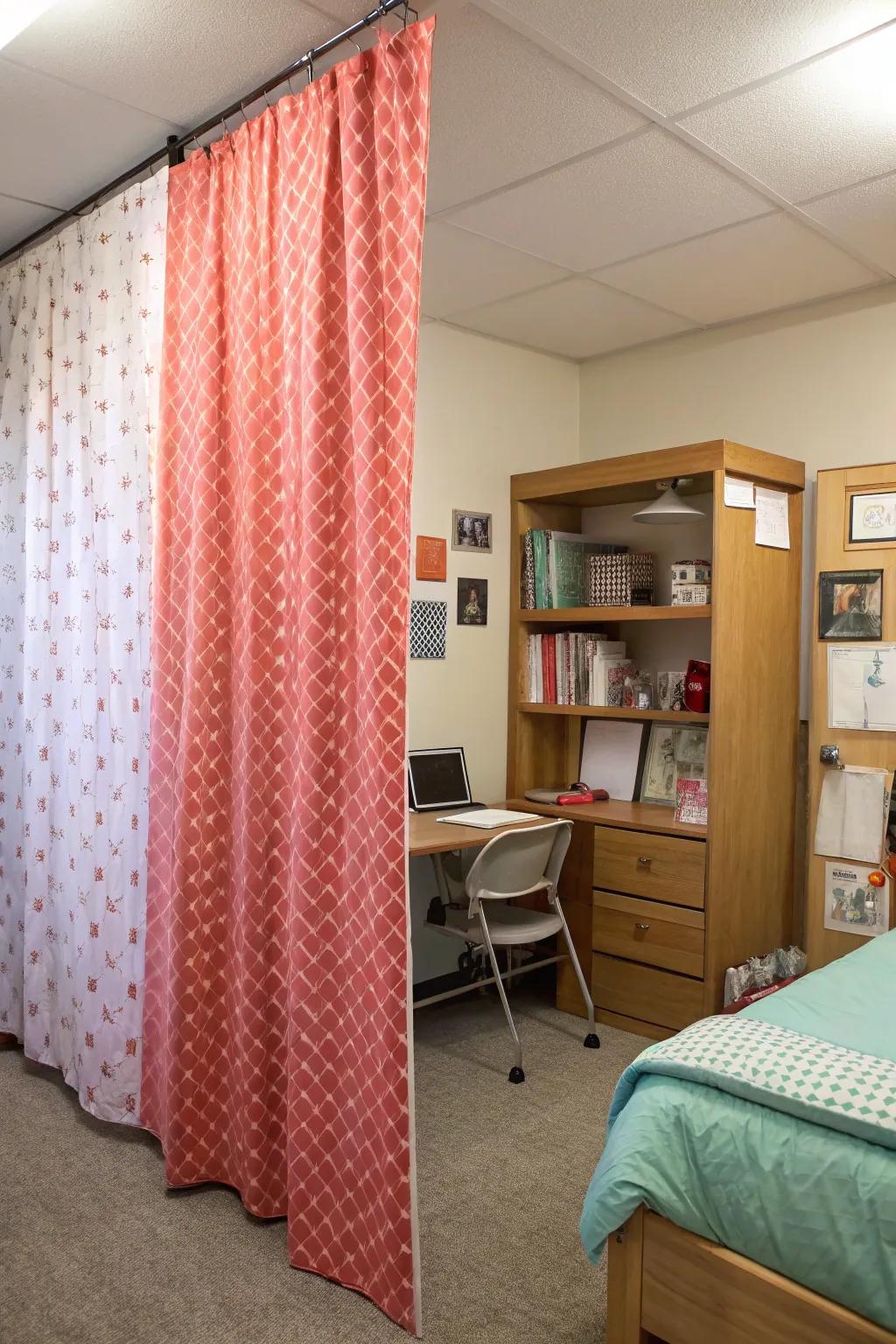 Curtain separators design privacy and hide clutter in style.