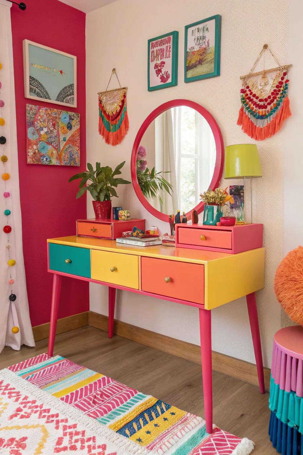 Brighten your mornings with a vibrant dressing table.