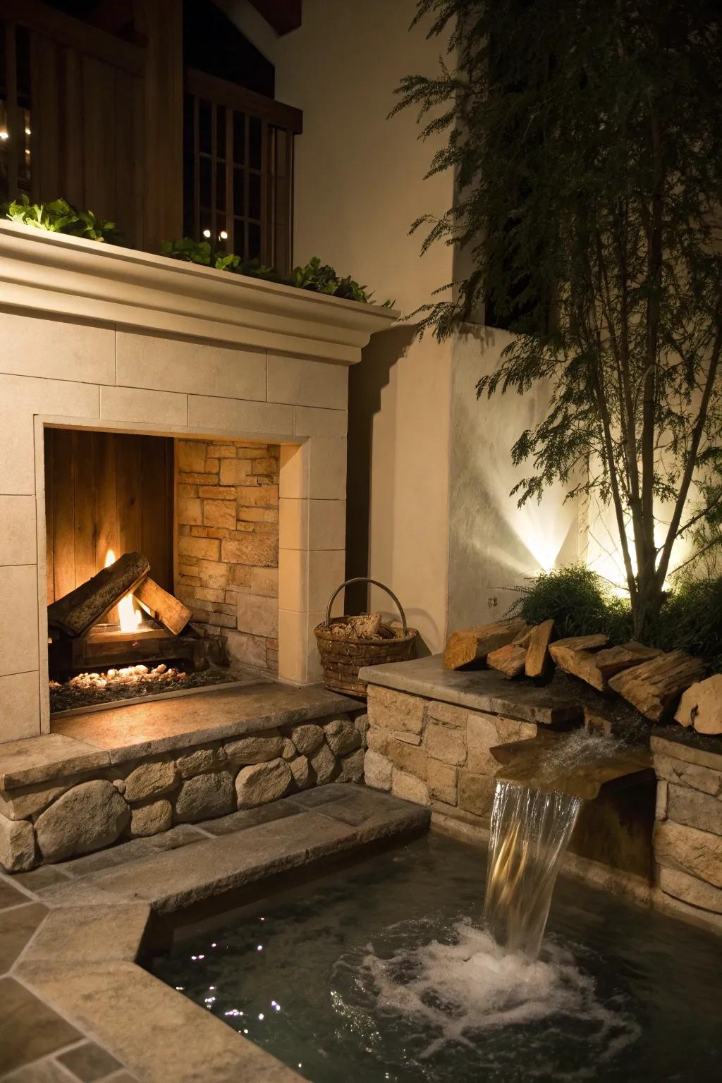 Introduce tranquility with a liquid accent in your fireplace.