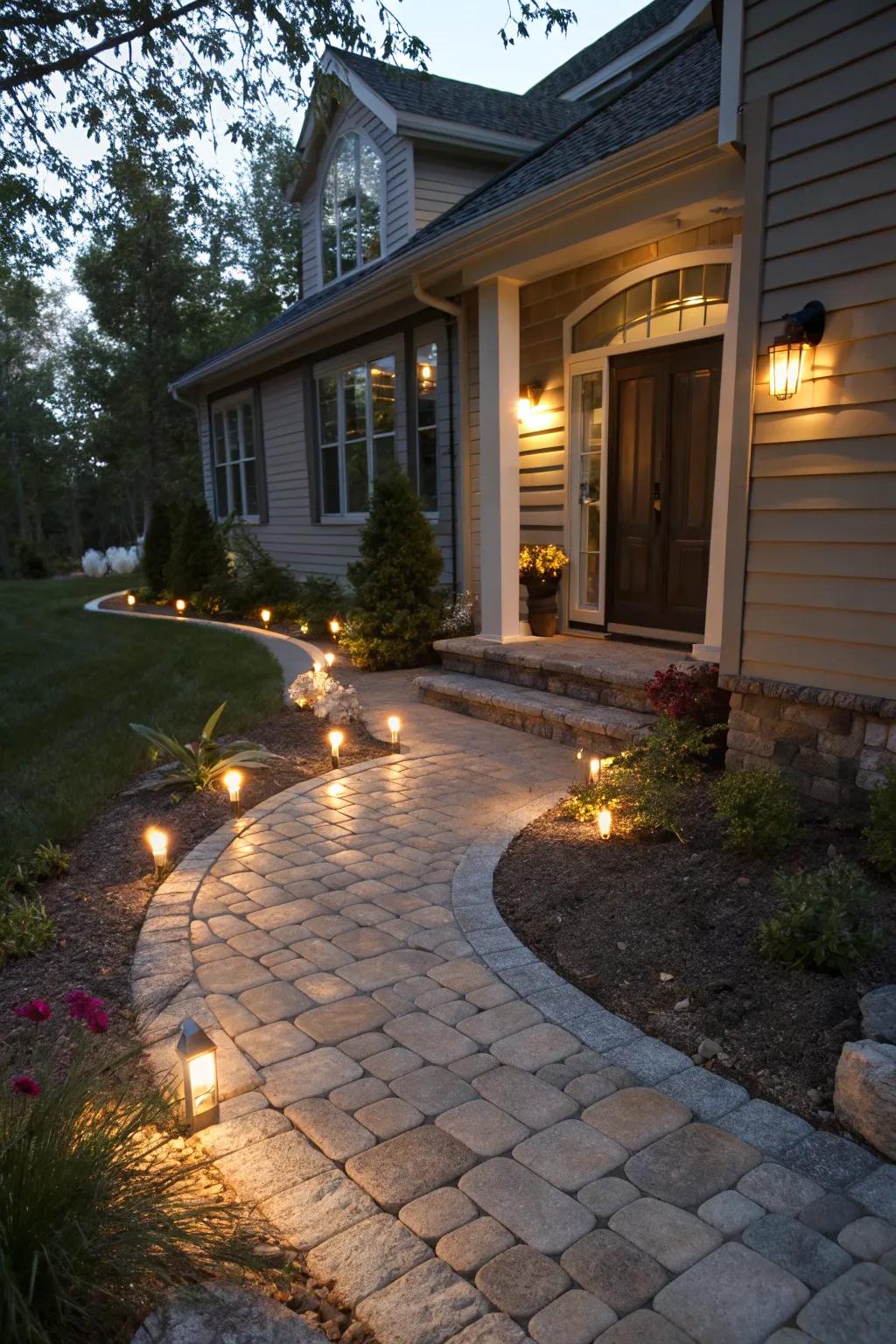 Appealing illumination integration culminating in a secure and snug entrance.