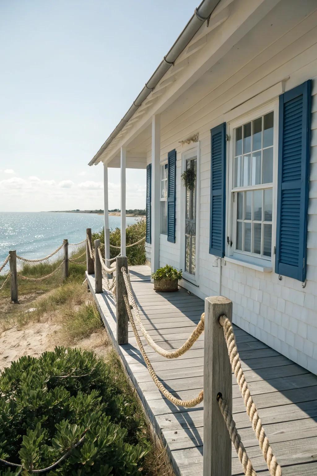 Nautical rope railings delivering a beachy essence
