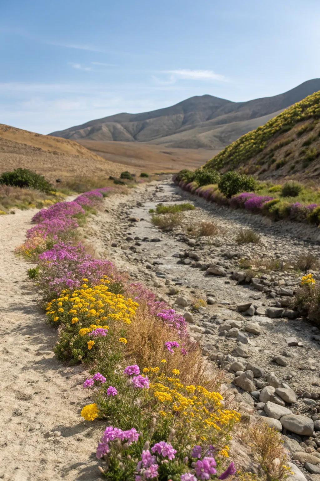 Periodic blossoms contribute hue and seasonal variation surrounding your creek bed.