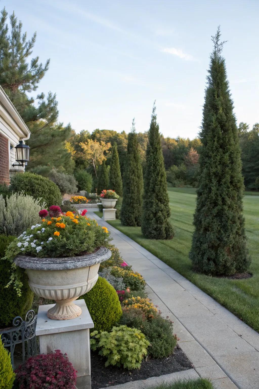 Seasonal planters keep the landscape fresh year-round.