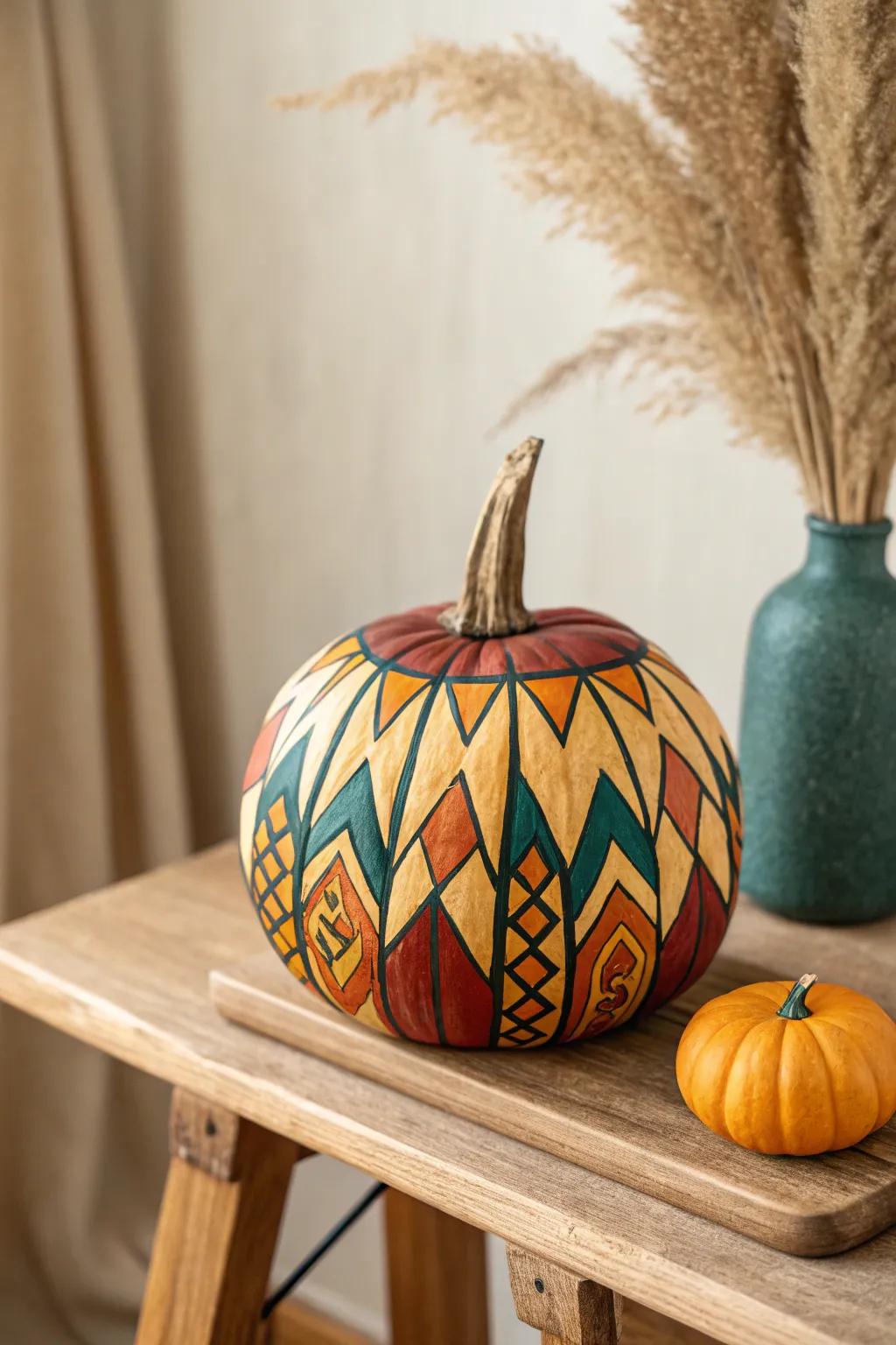 Recapture the groovy sensations via this retro-inspired gourd, quintessential for a chic and playful autumnal display.