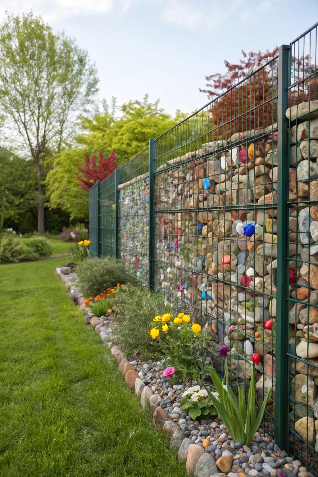 Brighten your gabion fence with a burst of color.