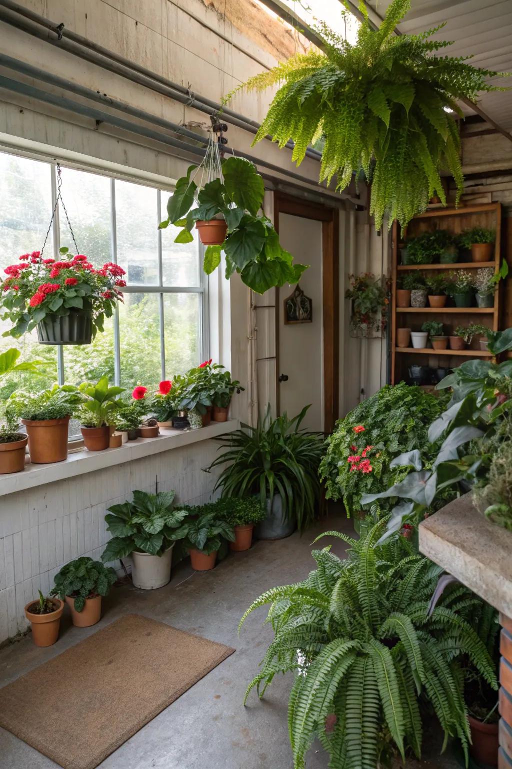Interior verdure purifies atmosphere and conveys serenity.
