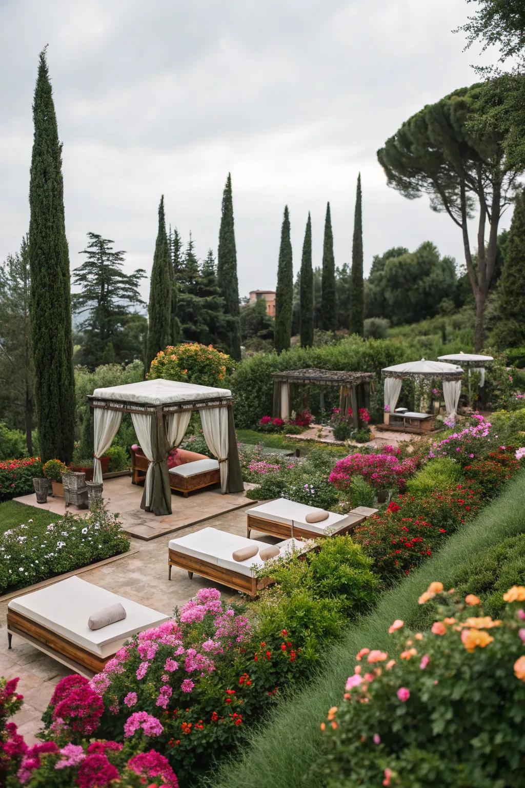 An outside spa arrangement delivers a revitalizing and all-natural backdrop.