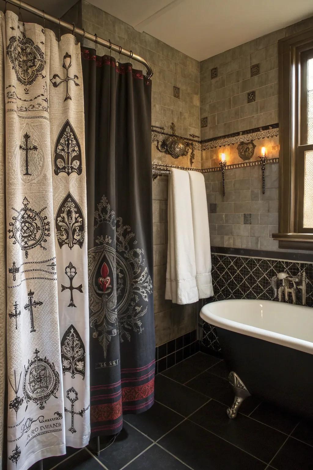 Gothic themed textiles append a cohesive including fashionable trace.