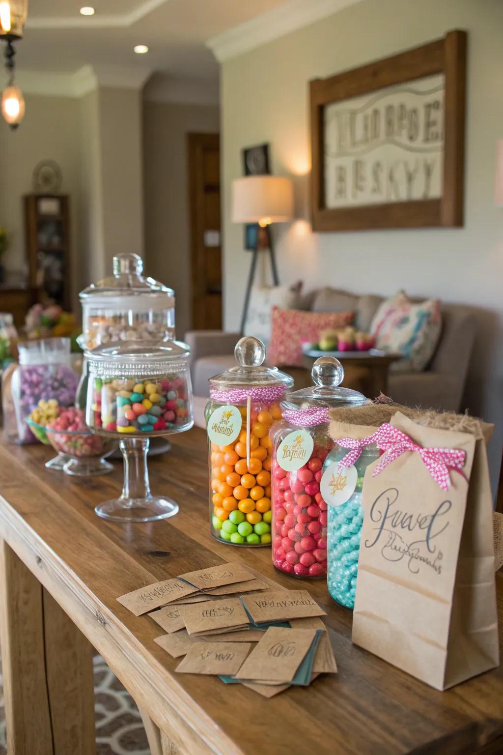 Personalized labels make your candy table feel exceptionally unique.