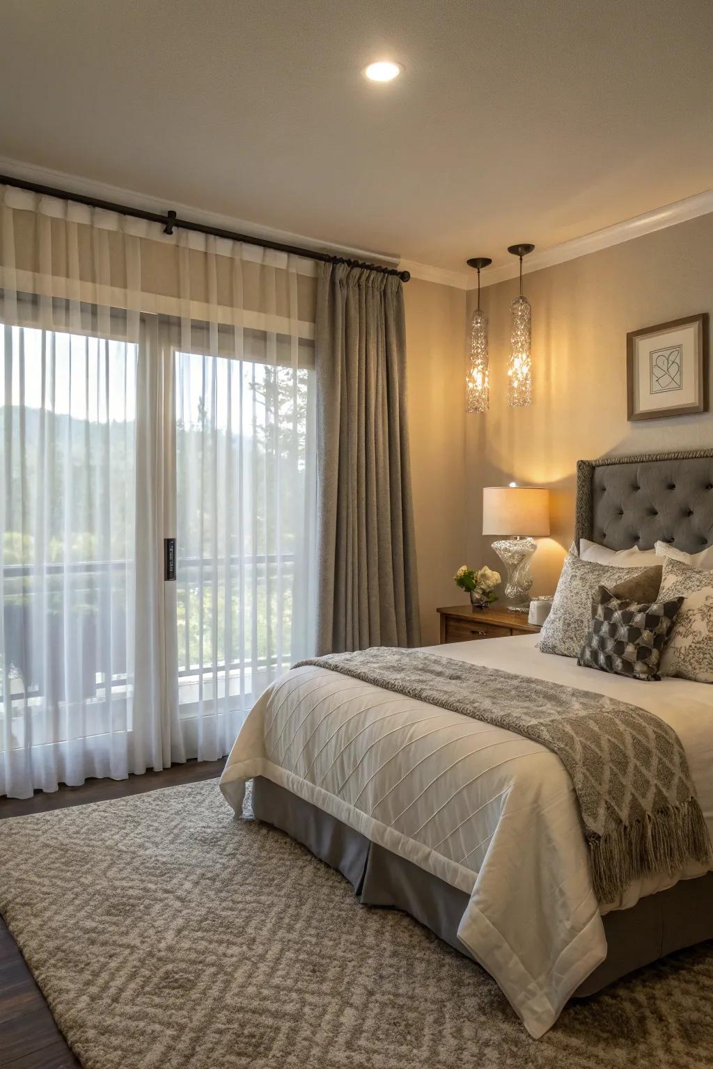 Layered window dressings deliver elegance and practicality.