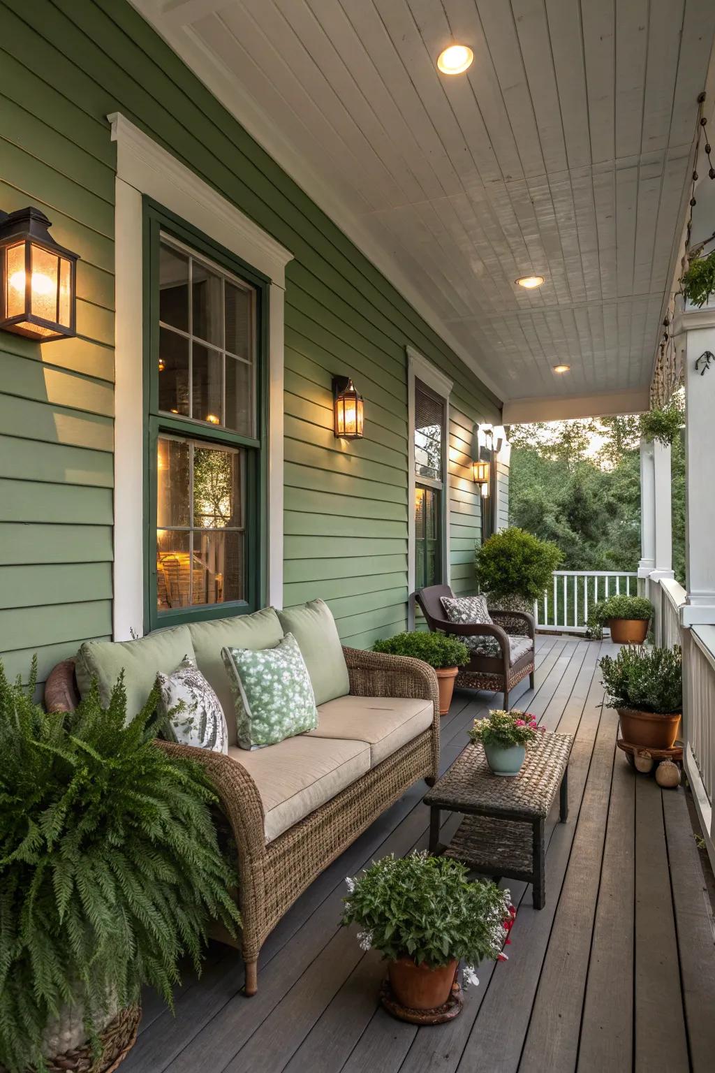 A veranda retreat impeccable for unwinding.
