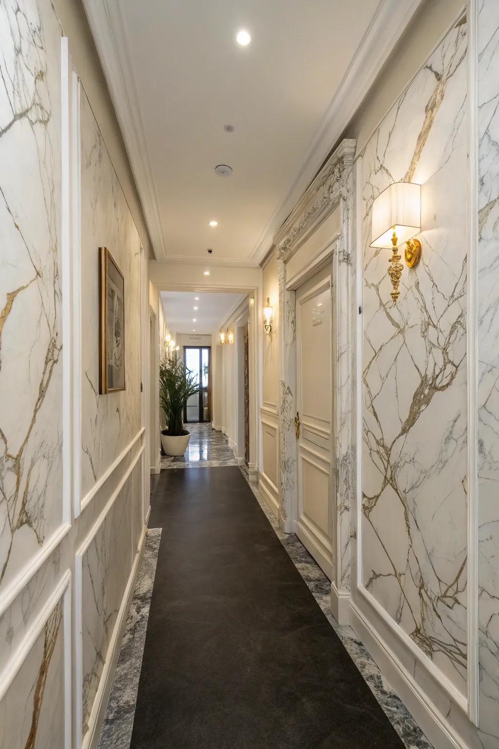 Simulated finishes inject opulent texture into your entrance hall.