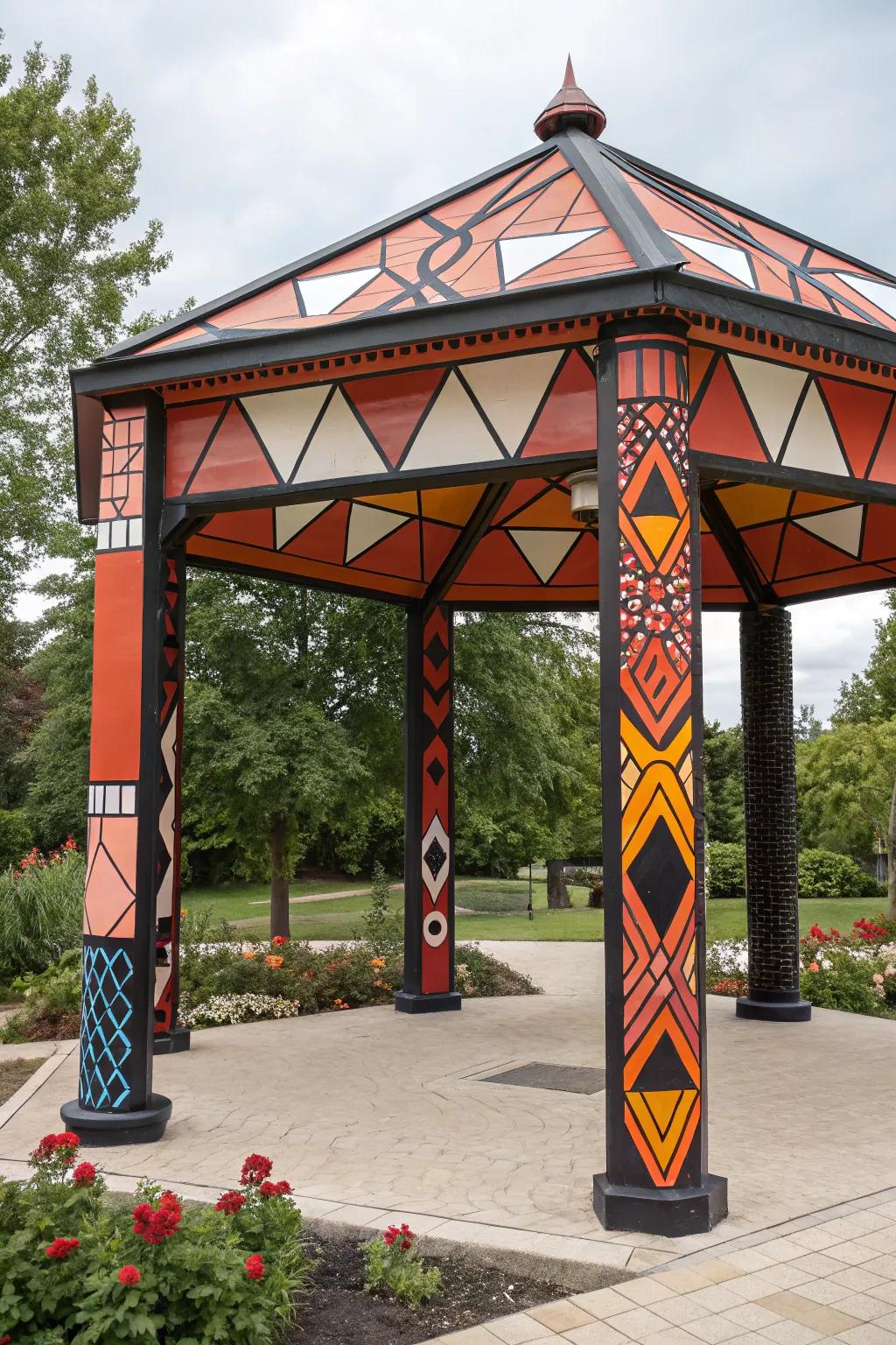 Render an audacious proclamation with an artistic gazebo design.