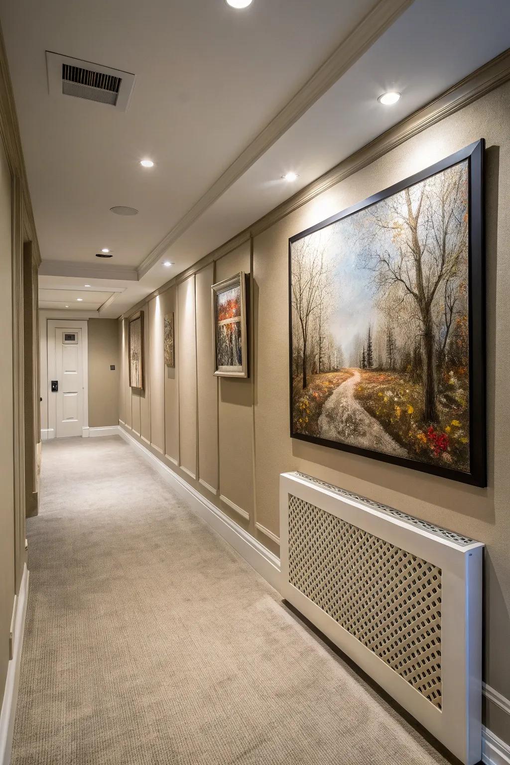A striking piece of artwork cleverly conceals utility access.