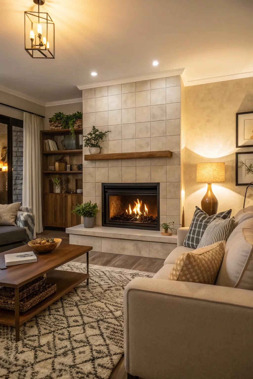 Open fireplaces introduce a warm and inviting centerpiece to any space.